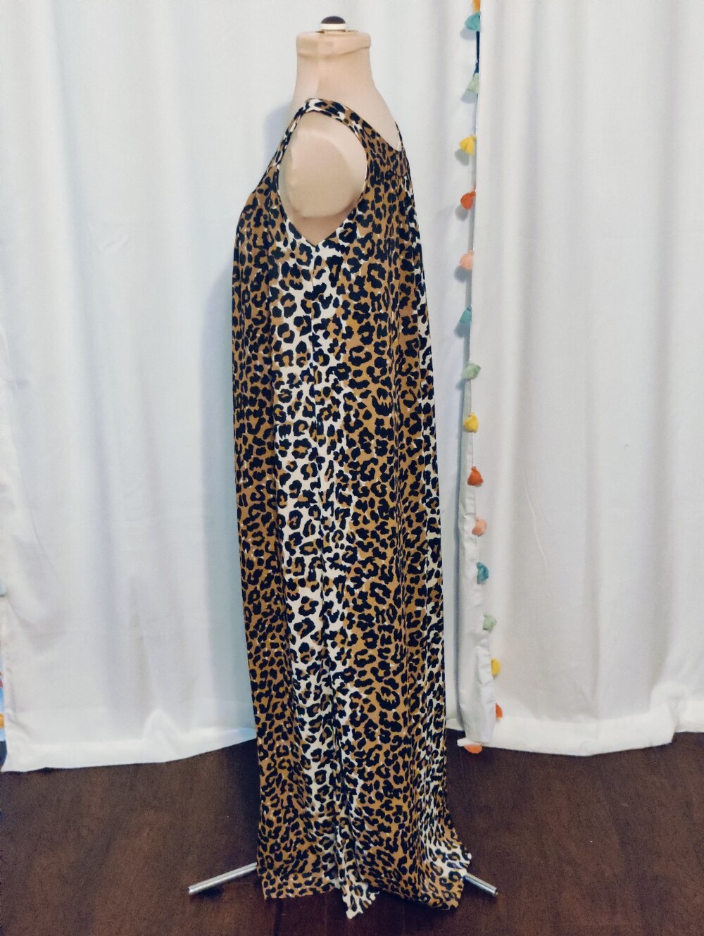 Vintage Mid Century Old Hollywood Slinky Animal Print Full Length Gown Dress - Picture 3 of 7